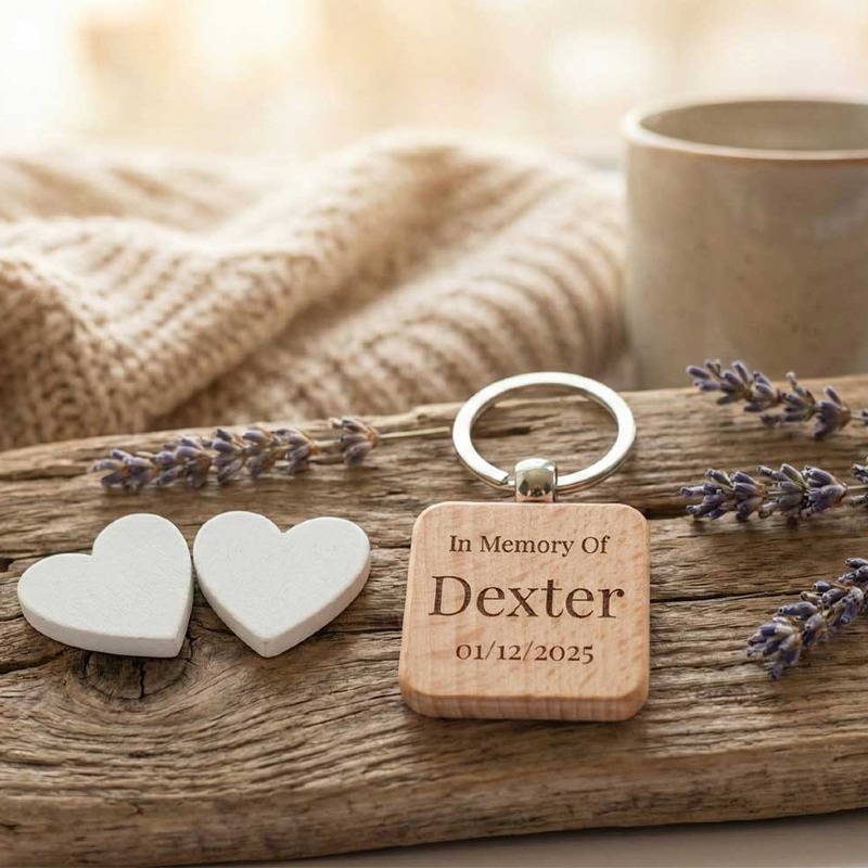 Personalised Wooden QR Memorial Keyring - Charity Edition